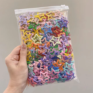 50 Pçs Colorido Estrela Hairpin Testa Franja Acessórios De Cabelo Lado BB Clipes Headwear (Com Caixa)