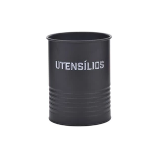 Lata Porta Utensílios Preta 12x15x12Cm Metal em Oferta na Shopee