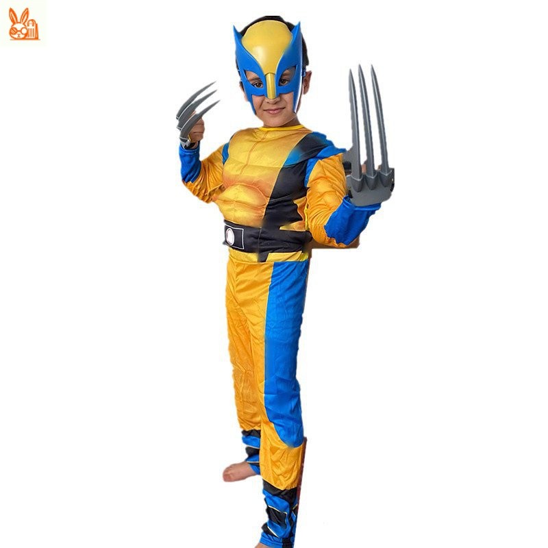 Super Herói Liga da Justiça Halloween Traje Wolverine para Crianças Cosplay Bodysuit com Máscara Garra Brinquedo Present