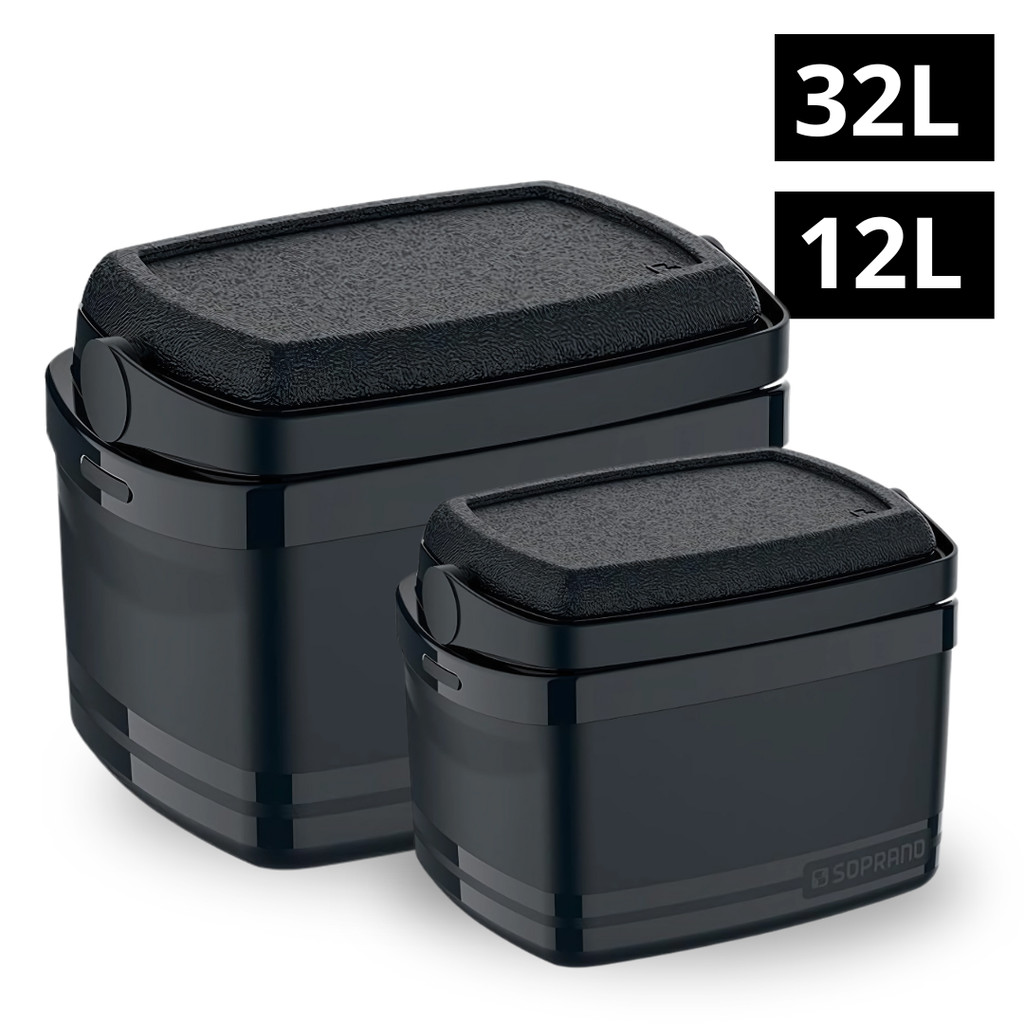 Kit 2 Caixa Térmica Cooler 32L 12L Preta Soprano Alça Reforçada