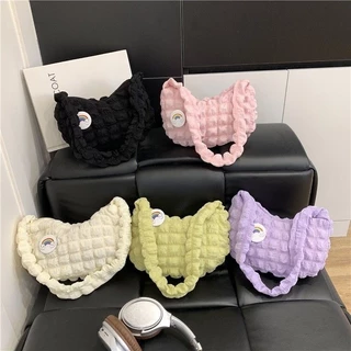 Bolsa feminina com pregas estilo axila | Bolsa de mão jovem com padrão de nuvem em Oferta na Shopee