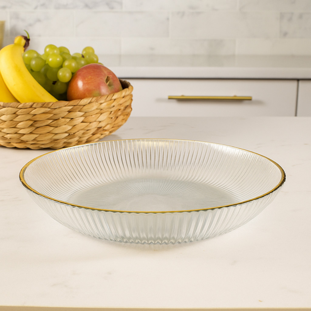 Centro de Mesa Bowl 1L Vidro com Detalhe Dourado Elegante | Shopee Brasil
