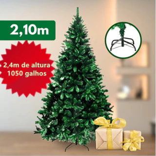 Árvore de Natal Verde 2,10m com 1050 Galhos – Pinheiro Cheio e Luxo para