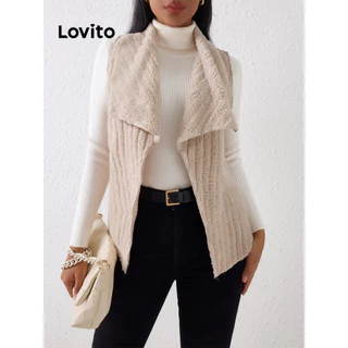 Lovito Casaco básico liso casual para mulheres LBL13115