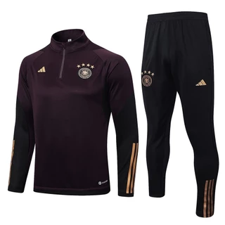 2022-2023 Alemanha Homens Fatos De Treino De Futebol De Manga Comprida Dark Brown Sportswear & Long Pants
