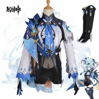 Jogo Genshin Impacto Eula Lawrence Cosplay Costume Wig Uniform Wave Flower Knight Fantasia Engraçada Jóias De Halloween Carnaval