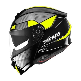 CAPACETE EBF XTROY ROBOCOP MODULAR COM ÓCULOS INTERNO FUME RMC PRETO E AMARELO BRILHANTE