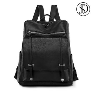 SD Mochilas Femininas Escolar Bolsa De Viagem Faculdade Cor Preto/Branco