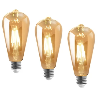 Kit 3 Lâmpadas Filamento Led Retrô Vintage 40w Quente St64 220v