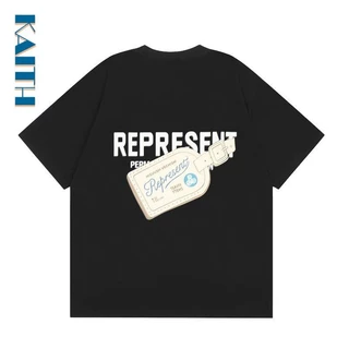 # T4 Crewneck Unisex Streetwear Popular Vintage Frontal E Traseiro Logotipo Padrão Tri Cor Carta Impressão Algodão Mais Tamanho Casal Camisetas Gráficas Coreanas Para Homens