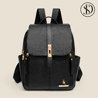 SHINYDIARY Mochila Feminina Preta De Couro Sintético De Alta Qualidade Para Estudantes