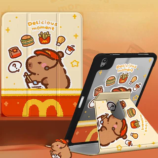 Estojo De Proteção Para IPad Gen9/Gen7/Gen8 10,2 Air4/5 10,9 10,5 Air3/Pro 11 2021 Mini4/6 McDonald's Kapibala Com Porta-Caneta