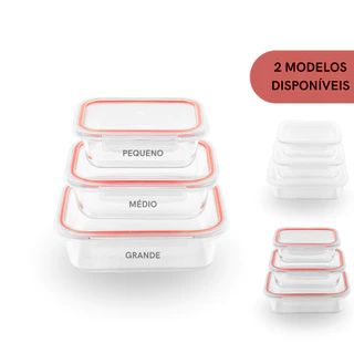 Kit 3 pote vidro hermético marmita tamapa silicone livre bpa grande médio pequeno tampa vedadora
