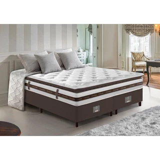 Cama Box Queen Colchão + Box 158x198 Molas Ensacadas Cama inBox Relax Pillow Café
