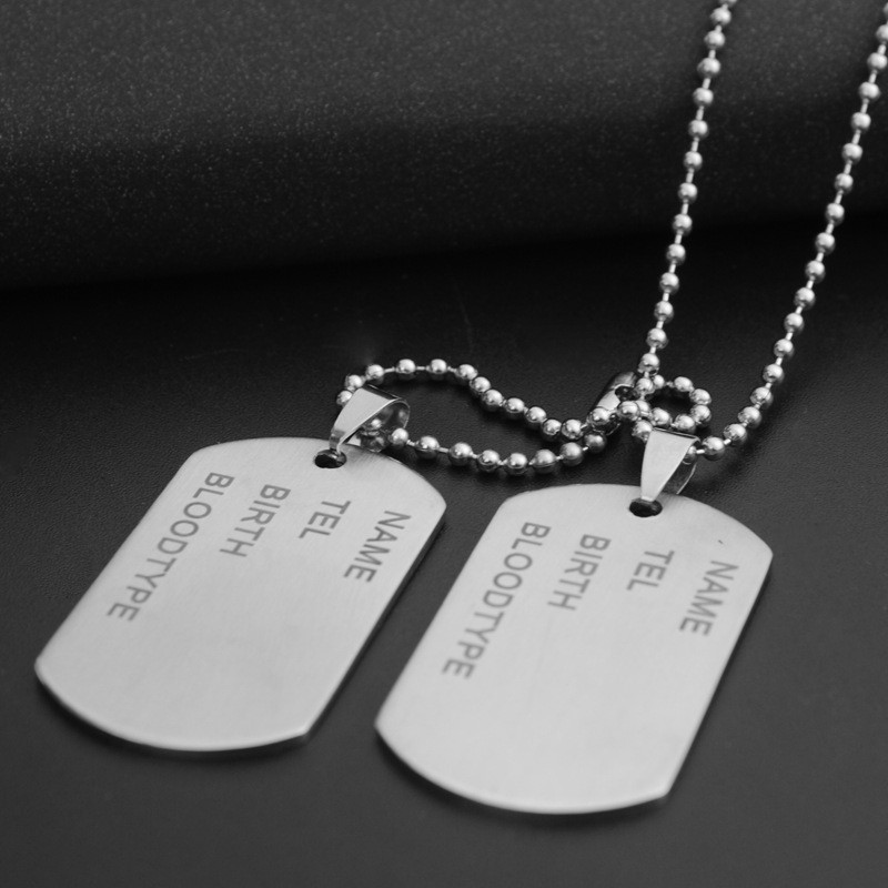 Suportamos personalização com gravação de texto. Corrente Placa Identificação Exército Dog Tag Aço Inox 316L
