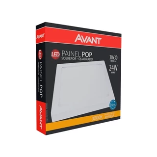 Plafon Painel LED Avant Quadrado Sobrepor | 3K, 24W, 30cm, 1680 Lúmens em Oferta na Shopee