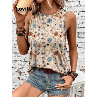 Lovito Regata casual Ditsy com flores florais para mulheres LBL16311