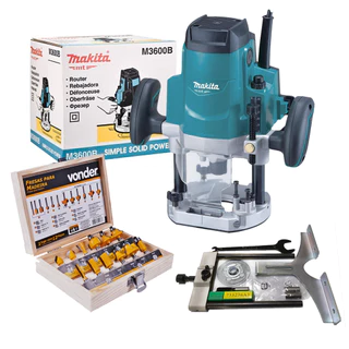 Tupia De Coluna 12mm Makita com 1650w de potência + jogo de fresas com 12 peças em Oferta na Shopee
