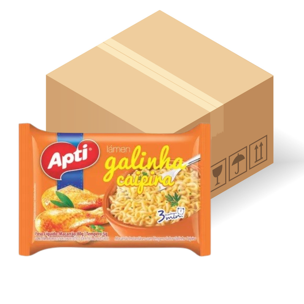 Macarrão Instantâneo Lámen Sabores Apti Miojo 85g Caixa 50 Un.
