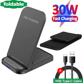 Carregador Sem Fio Ajustável 30W Suporte Almofada Para iPhone 14 13 12 11 Pro X XS Max XR 8 Samsung S22 S21 Indução Estação Doca De Carregamento Rápido