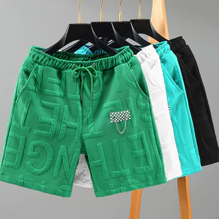 Letras Tamanho 5XL 6XL 7XL Nova Moda Shorts De Malha Masculino Confortável Cintura Elástica Roupas Masculinas Respirável Calças Curtas