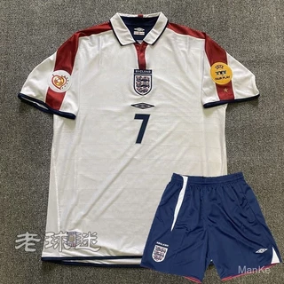 Camisa da Inglaterra 2004 Beckham Irving clássico masculino de mangas compridas e curtas uniforme de equipe de futebol d