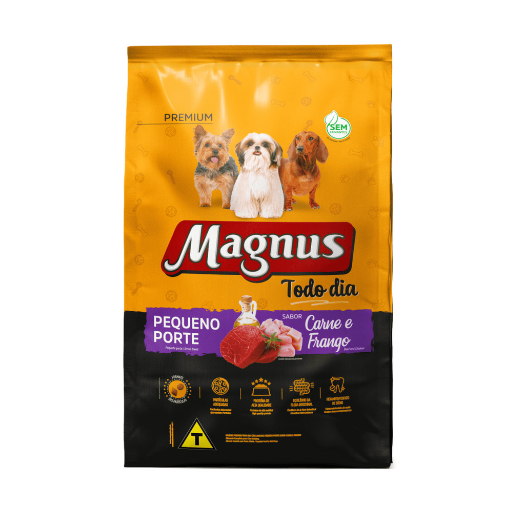 Ração Magnus Todo Dia para Cachorro Adulto Pequeno Porte Carne e Frango ...