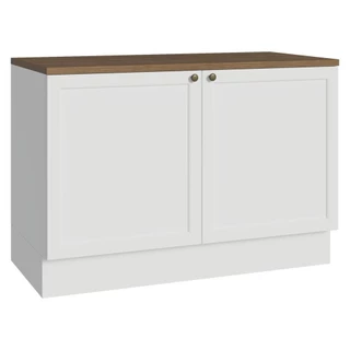 Balcão de Cozinha 120 cm 2 Portas Branco Tampo Rustic Vik Madesa em Oferta na Shopee