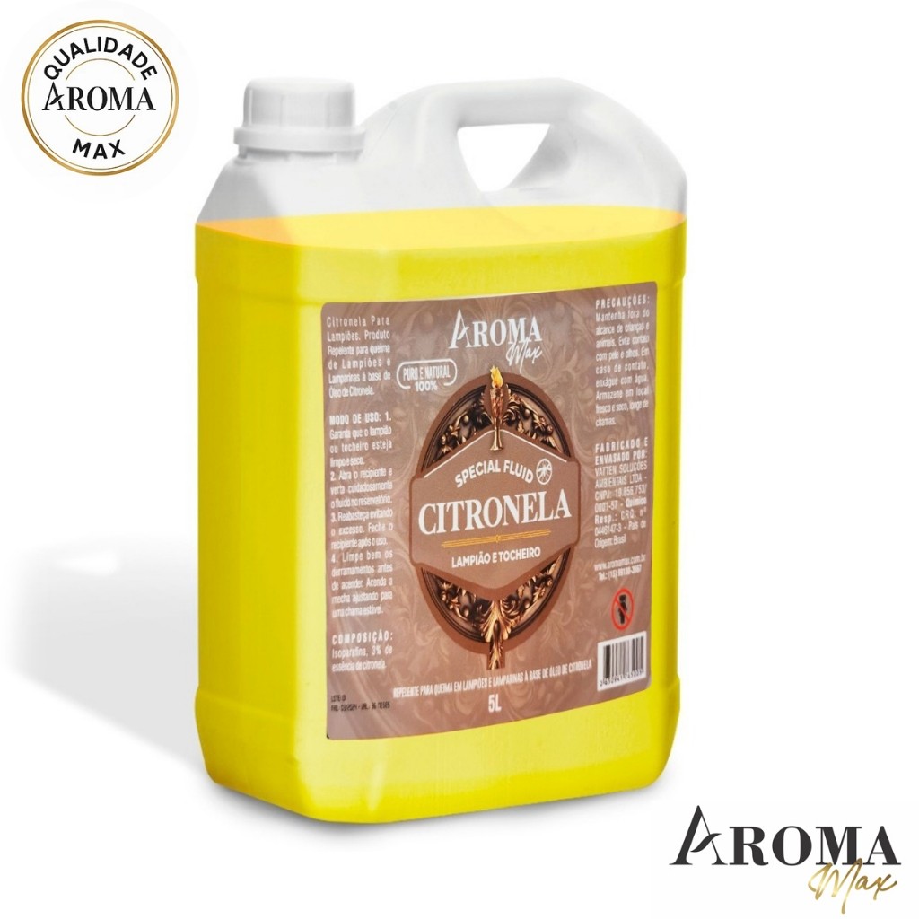 Citronela para Lampião 5 Litros Óleo Ideal Para Tochas Com Efeito Repelente Contra Moscas Mosquitos
