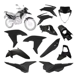Kit Carenagem Xre 190 2016 A 2021 Preto Brilhante Completa Modelo Original Paralama Rabeta Tampa Aba