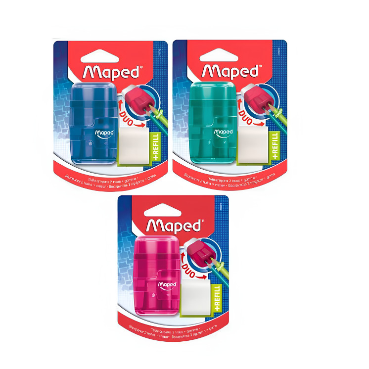 Apontador 2 Furos Com Borracha Connect Translucido - Maped | Shopee Brasil