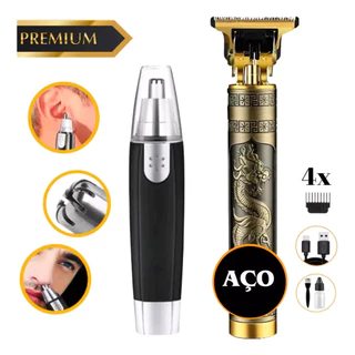 Kit Máquina de Cortar Cabelo Dragão + Aparador de Pelos Masculino