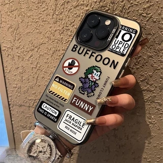 Adequado Para iPhone 11 12 Pro Max x xr xs 7 Mais 8 13 14 15 Caixa Telefônica Mosaico Palhaço Prata Fundo Grande Furo Casca Macia