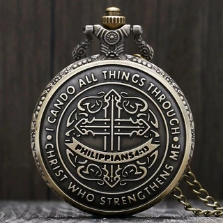 TIEDAN Eu Posso Fazer Todas As Coisas Através De Cristo Que Me Fortalece A Bíblia Philippians 4 : 13 Deus Jesus Christian Pocket Watch Religious Pendants