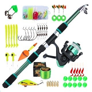 Conjunto De Vara De Pesca Sougayilang 1.8M Joran Telescópica Água Salgada Doce