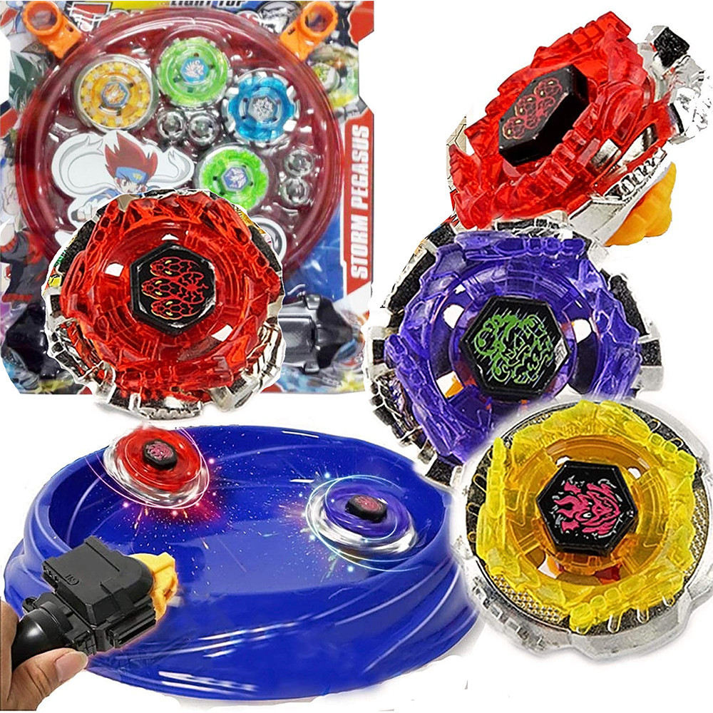 Brinquedo Beyblade Metal Com Led Luz c/ Lançadores e Ponteiras Arena ...