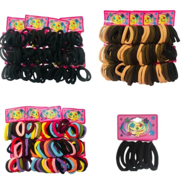 Conjunto de 72/144/216 Elásticos de Cabelo de Alta Elasticidade - Diversas Cores
