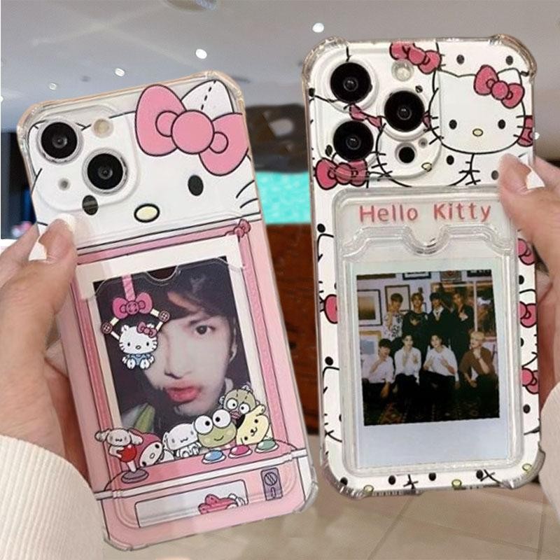 Bolsa Hello Kitty Bonita Carteira Para IPhone 15 Pro Max 15 14 13 12 11 6S 6 7 8 Plus X XS XR Capa De Silicone Transparente Criativa