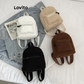 Lovito Mochila casual simples de grande capacidade para mulheres LFA45347