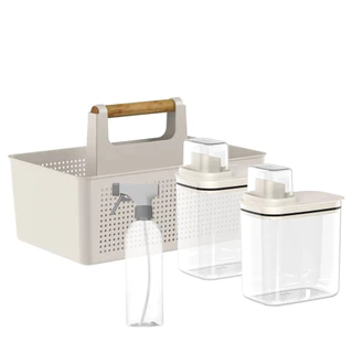 Conjunto Lavanderia Com 1 Balaio + 1 Borrifador + 2 Dispenser