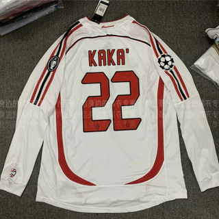 Camisa Milan No. 22 Kaká Retro Futebol Manga Comprida Outono Inverno Camisa de Treinamento Campeonato Final Edition 06-07 Temporada de Jogo