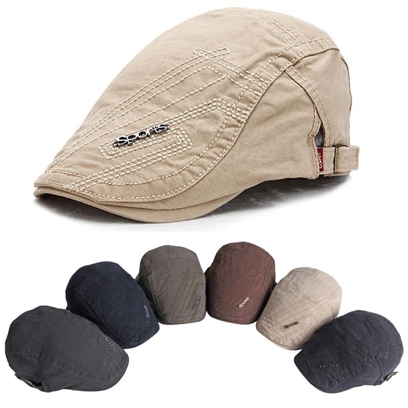 Boinas Masculinas Algodão Britânico Vintage Plano Bonés Gatsby Masculino Sólido Cinza Preto Primavera Outono Inverno Ajustável Chapéus De Motorista