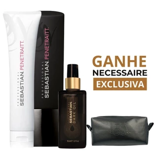 Kit Sebastian Oléo Professional Dark Oil, Masc e Shampoo Penetraitt + Necessaire