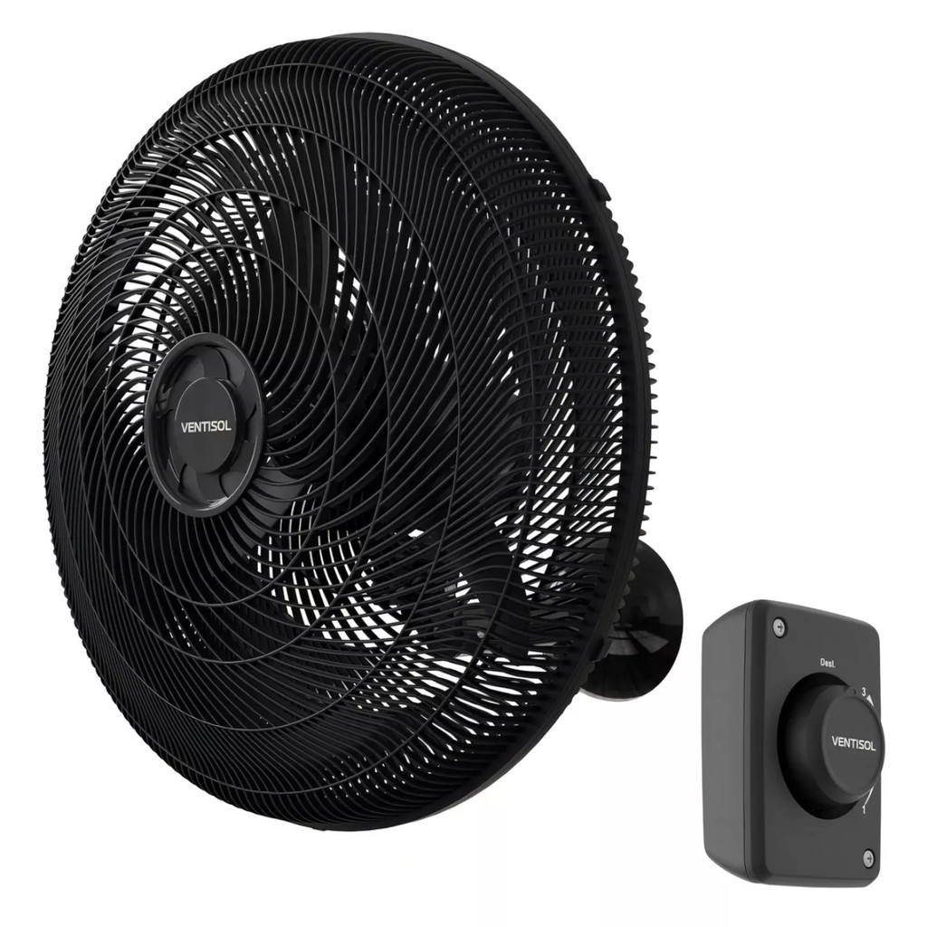 Ventilador De Parede Ventisol Oscilante Silencioso New 50cm Preto 127v ...