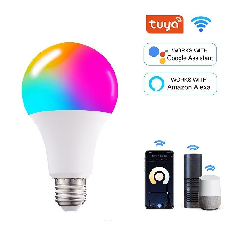 Kit 15W Lâmpada Inteligente Rgb Smart Life Tuya Para Alexa E Google Assistant