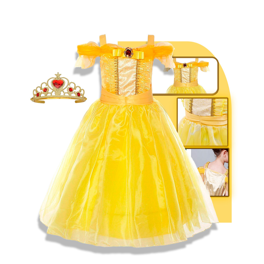 Fantasia Bela Vestido Luxo Princesa Bela E A Fera Vestido Disney ...
