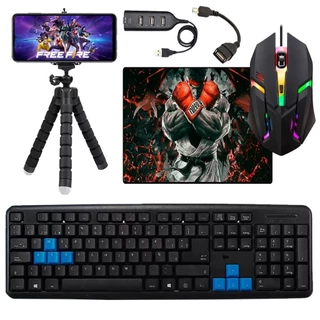Kit Mobilador Teclado Shey Mouse Ley Mouse Pad HUB OTG Tripe 7 Peças em Oferta na Shopee
