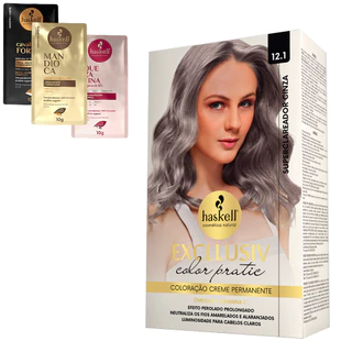 Coloração Excllusiv Color Pratic Superclareador Cinza 12.1 Haskell