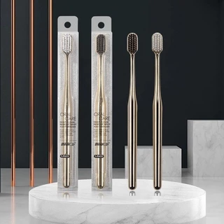 Escova de dentes macia de luxo, escova de dentes portátil para limpeza doméstica, galvaniza ouro prata escova de dentes leve para adultos, escova de limpeza profunda para cuidados bucais adultos allaccess