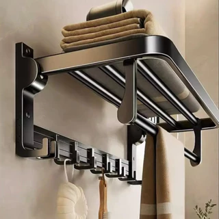 Porta Toalha Suporte Toalheiro Banheiro Duplo Aço Inox Premium Retratil 90°Adesivos não porosos